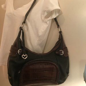 Brighton Black & Brown Croc Leather Handbag